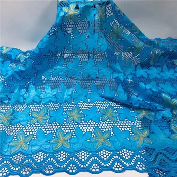 

African bazin riche fabric with brode Latest fashion embroidery bazin lace fabric with net lace 5 yards 2L062702
