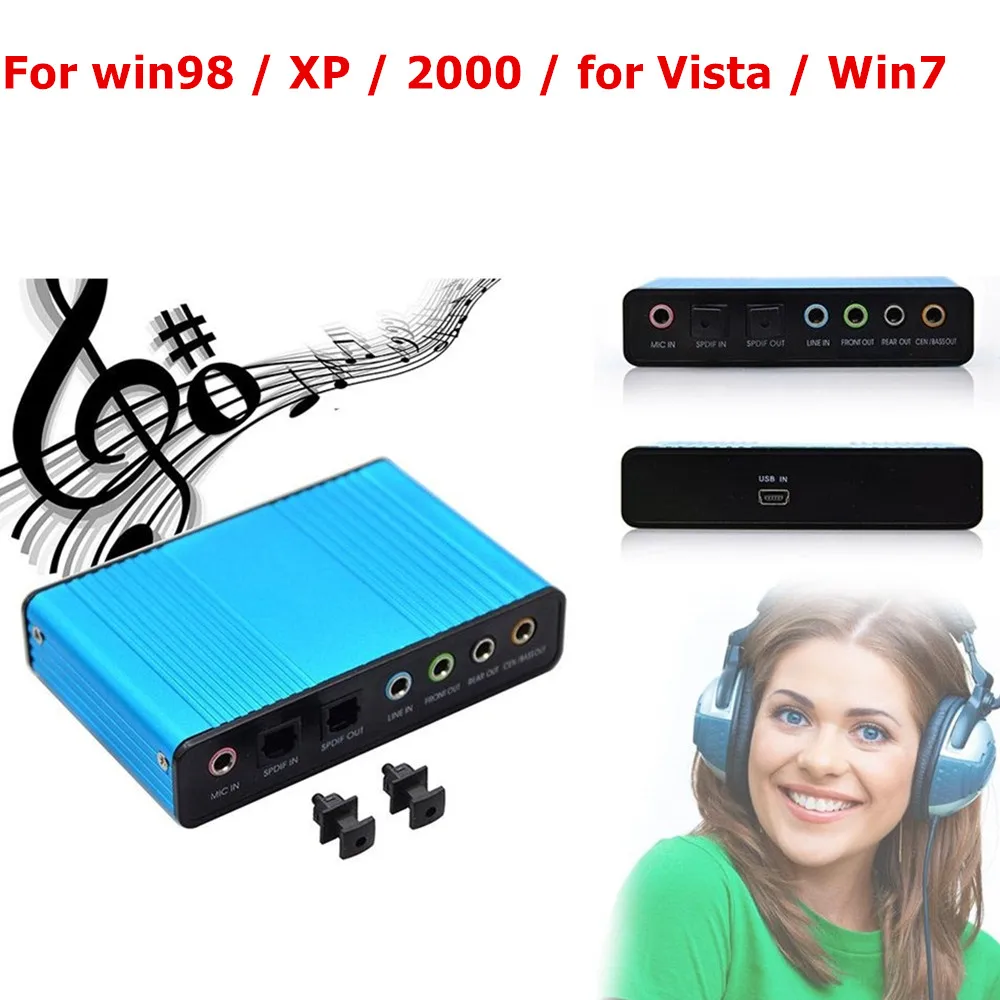 

External Sound Card USB 6 Channel 5.1 / 7.1 Surround Adapter Audio USB 2.0 Optical Sound Card Adapter for PC Laptop