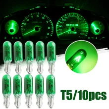 10Pcs T5 501 W5W Car Interior Dashboard Indicator Lamps 12V 1.2W Green Dash Panel Gauge LED Light Bulb Universal Car Accessories