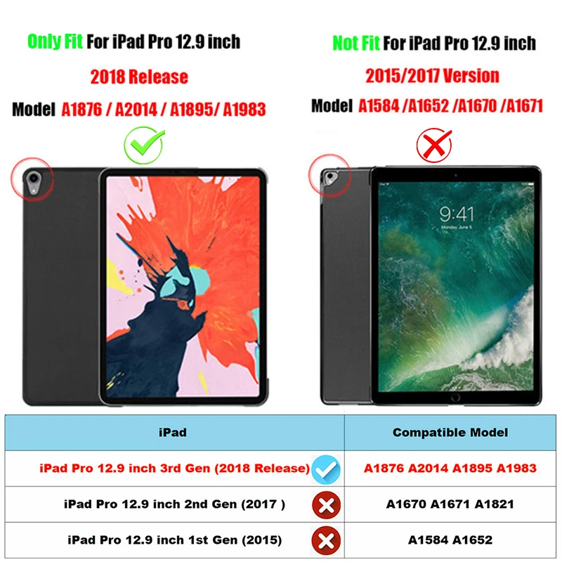 MTT Чехол для iPad Pro 12,9 дюйма с карандашом-держателем из искусственной кожи, Магнитный флип-чехол с подставкой, чехол для планшета, умный Авто Режим сна/пробуждения