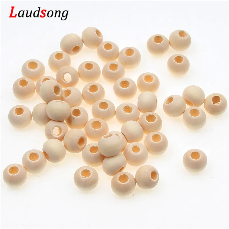 10-40mm Großes Loch Natürliche Holz Perlen Runde Kugel Lose Spacer Perlen Für Schmuck Machen DIY Armband NecklaceSupply – Detail 2