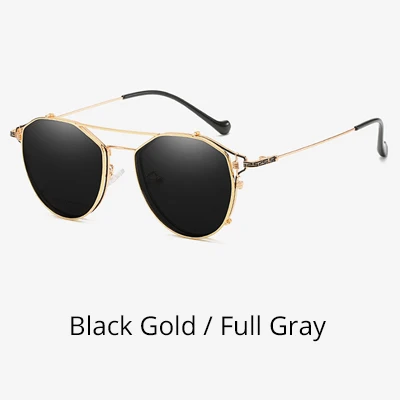 Ralferty, 2 в 1, солнцезащитные очки по рецепту, близорукость, женские очки, Женская оправа, клипсы, очки, полярная оптика, солнцезащитные очки Z17121 - Цвет линз: Black Gold-Gray