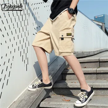 

FOJAGANTO Trend Brand Men Casual Shorts Men's Fashion Solid Drawstring Shorts High Street Outdoor Straight Cargo Short Male