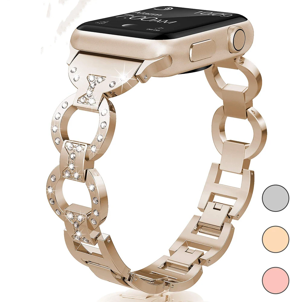 Diamond Replacement stainless steel Band For Apple Watch 3 38 40mm Metal strap for iwatch 4 5 6 SE 7 44mm 42 41mm 45mm Bracelet | Наручные