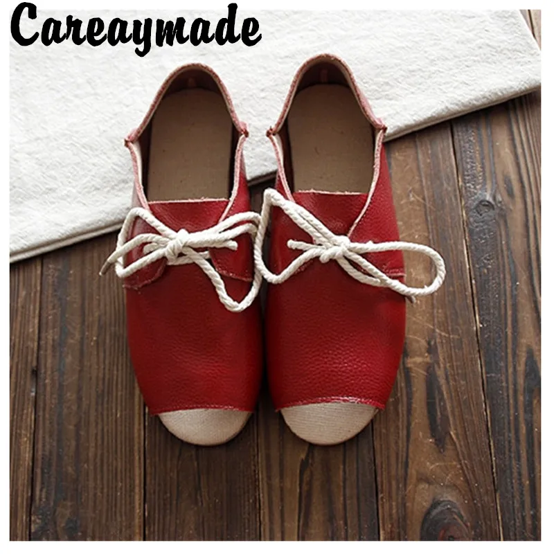 

Careaymade-New Genuine Leather pure handmade shoes, the retro art mori girl shoes,Women's casual Fish mouth Flats shoes