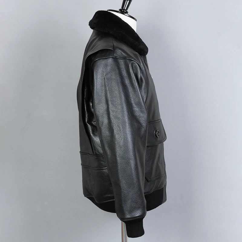 

fly Motorcycle Genuine Leather Men Cowskin Air force Flight Jackets G1 Fur collar Bomber Jacket Winter Coat
