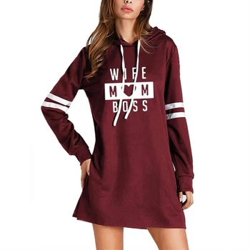 

Long Line Hoodies Wife Mom Boss Letters Print Hoodies For Women Sweatshirts Women Femmes Kawaii Thick Youth Cute Printing