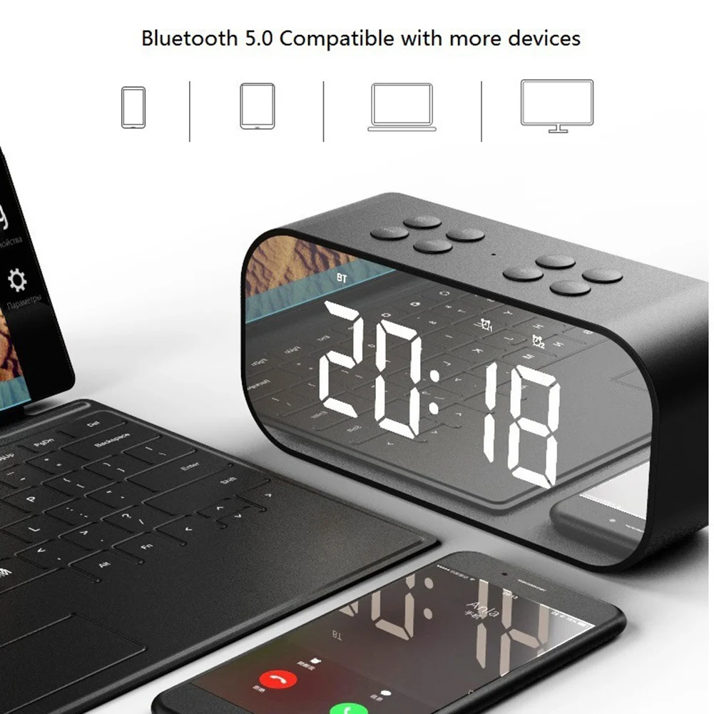 Горячая мини-будильник с fm-радио беспроводной Bluetooth динамик поддержка Aux TF USB музыкальный плеер беспроводной офис спальня