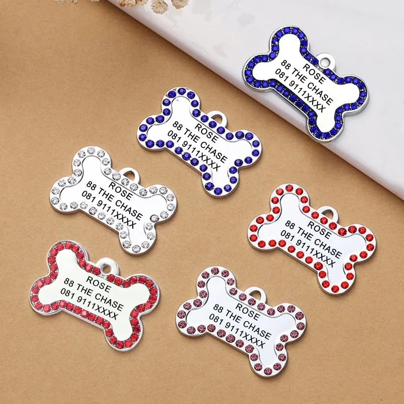 Personalized Pet ID Tags Engraved Pet Name Number Address Cat Dog Collar Pendant Necklace Charm Collar Accessories