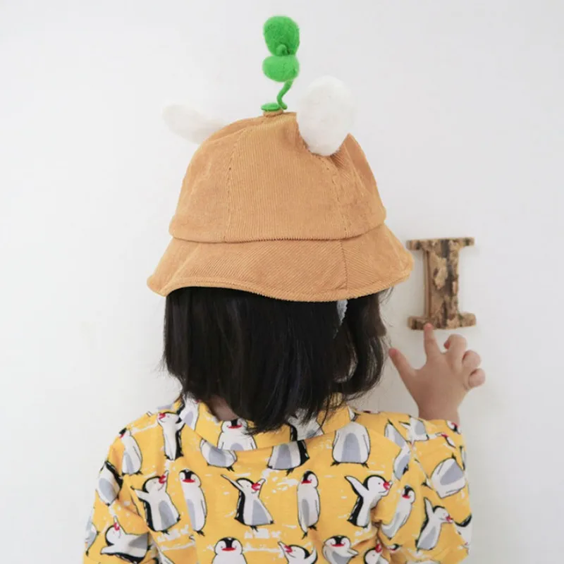 Осенне-зимние детские шапки для мальчиков и девочек, шляпы-ведерки с кроличьими ушками, Детские кепки, двухсторонние повседневные Шапки для рыбака