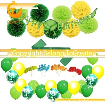 

Dinosaur Theme Party Decoration Set Dinosaur Birthday Pulling Banner Strap Cake Decorative Flag Paper Ball Confetti Balloon