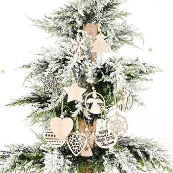 

Christmas Decoration Transparent Boxed Wooden Pendant Creative New Small Tree Pendant Snowflake Ornament Christmas Ball