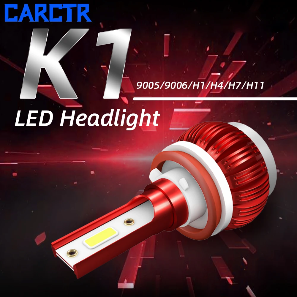 

CARCTR 1 Pair LED Headlight Bulbs for Car H7 H4 H1 H11/H8/H9 9005/H10 9006 Far and Near Light 12V 36W 6000K Car Led Headlight K1
