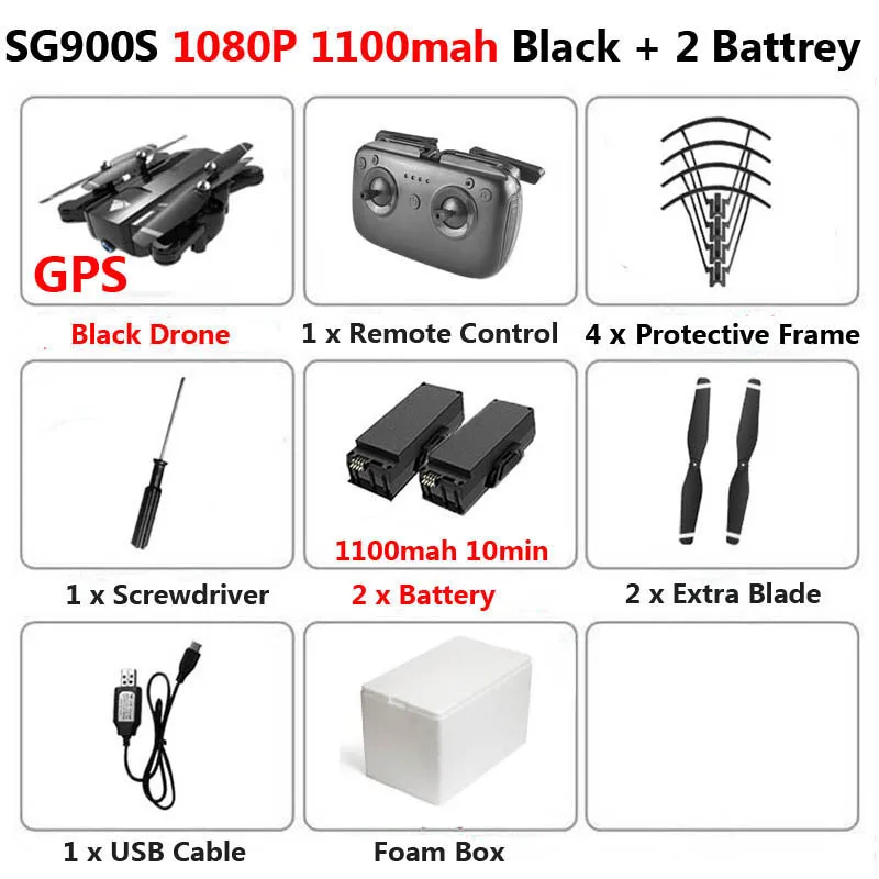 SG900-S SG900 Профессиональный Дрон с камерой 1080P 4K HD gps WiFi FPV 20 мин Время полета широкоугольный Радиоуправляемый квадрокоптер вертолет игрушки - Цвет: SG900S 1080P 1100 2B