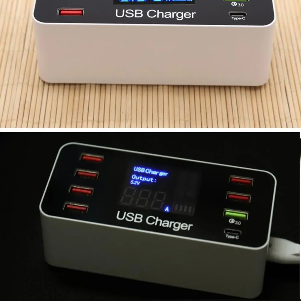 8 портов Быстрая зарядка 3,0 Led дисплей USB зарядное устройство для Android для iPhone адаптер телефон планшет быстрая зарядка для xiaomi для huawei
