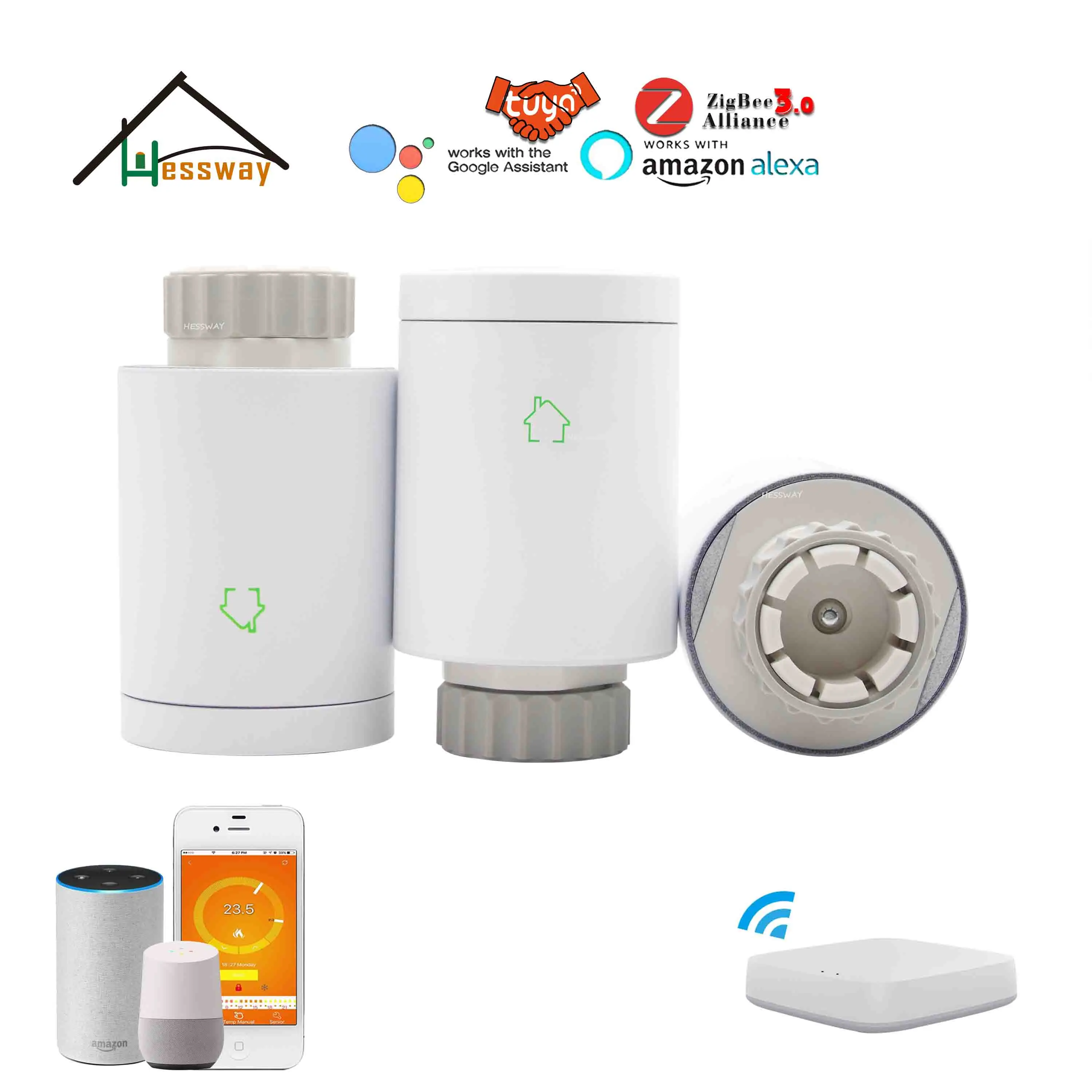 HESSWAY alkaline batteries wifi gateway zigbee radiator thermostat for