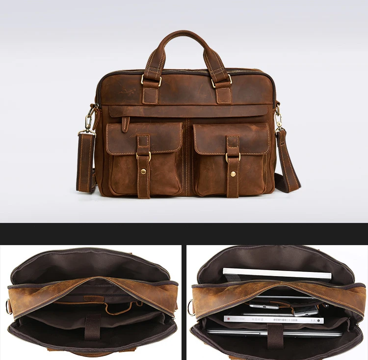 MAHEU Классический роскошный дизайнерский мужской кожаный портфель Винтажный стиль Commute Ручная Сумка офисная мужская сумка на плечо для