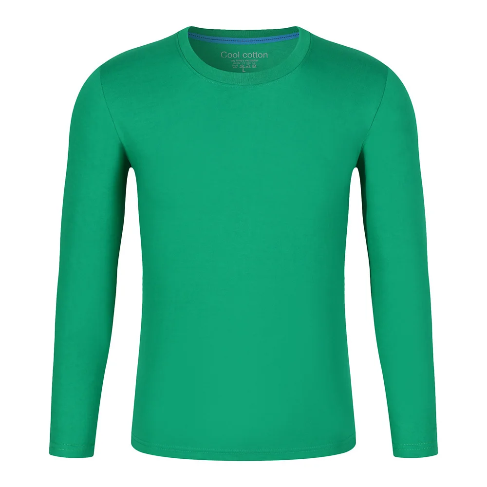 Осенняя мужская футболка, однотонная, с длинным рукавом, тонкая футболка, для молодых мужчин, Лайкра, Хлопок, футболка с круглым вырезом, лучшие футболки с "друзьями", на заказ - Цвет: Grass green