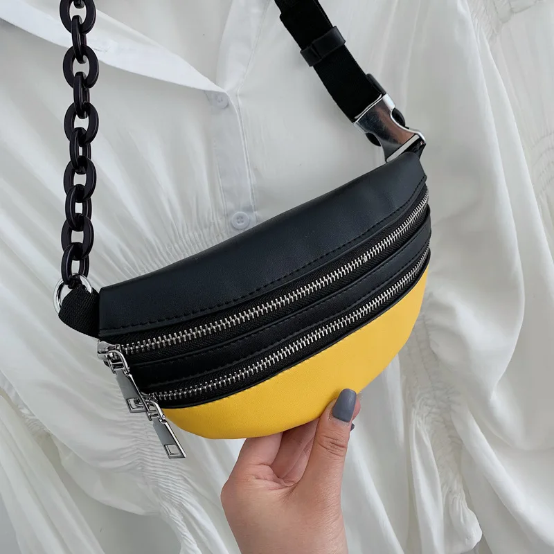 

2019 new Korean version 100 lap single shoulder slant fashion waist bag hit color chest bag