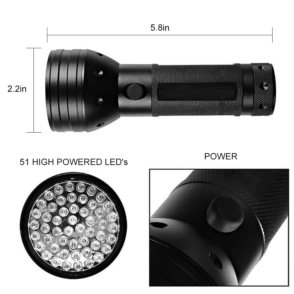 51 Светодиодный УФ-фонарик 395NM фонарь ультрафиолетовая лампа детектор с лампой чёрного света для домашних животных маркер проверки обнаружения
