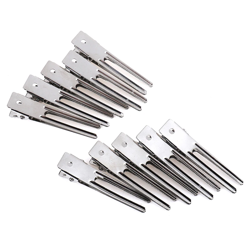 10Pcs Double Prong Alligator Hair Clips Flat Metal Boutique Hairpins For DIY Hair Styling Accessory