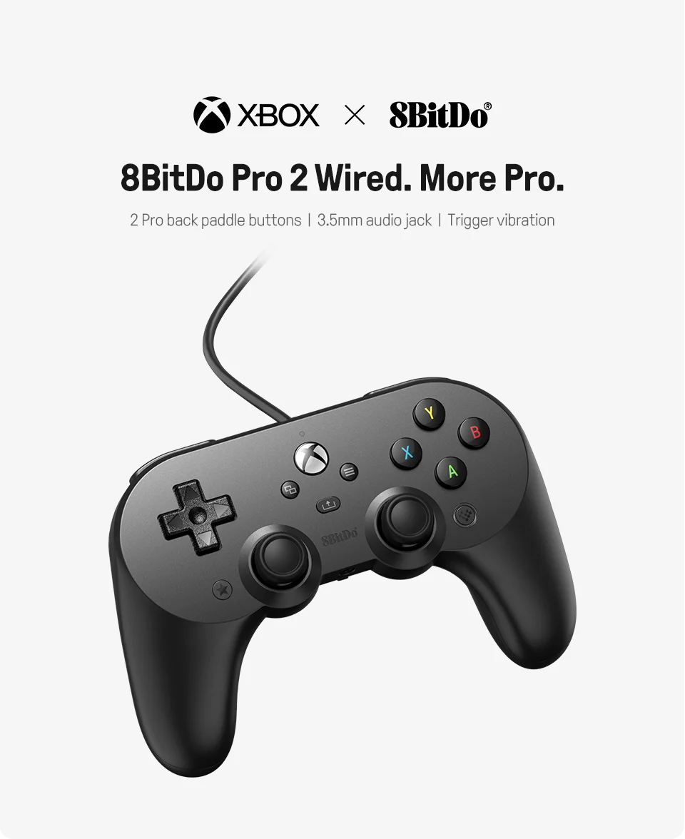 8BitDo Pro 2 Wired Gaming Controller for Xbox Series, Series S, X