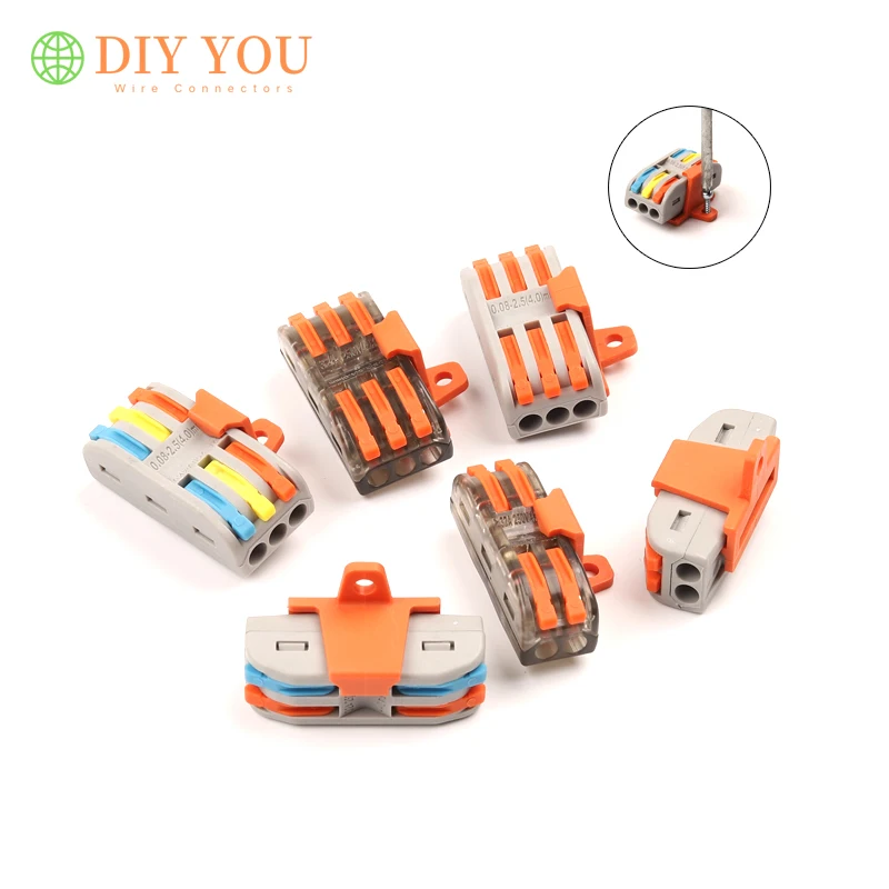 

10/30/50/100PCS Quick wire connector With Fixed splice fitting compact terminal block for Power Led Lighting Electric connector