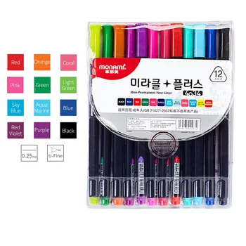 

12pcs Monami 0.25mm Ultra Fine Liner Color Liquid Ink Pens Set Non-permanent Triangular Art Drawing 4034 Fineliner School A6740