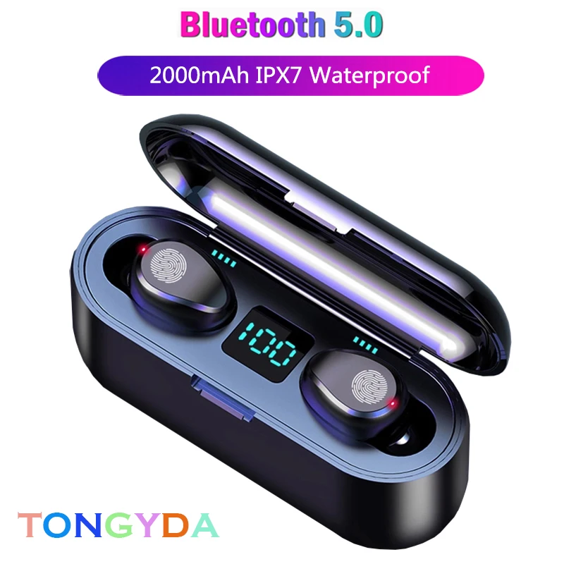 

F9 TWS Bluetooth 5.0 Earphone Wireless Earphone With 2000MAH Power Bank Auto Pairing Noice Reduction Earphone With Charging box