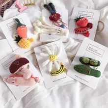 Корейский стиль стиль и растительные фрукты форма Детская повязка для волос сбоку Клип Набор заколки аксессуары для волос головной убор для женщин