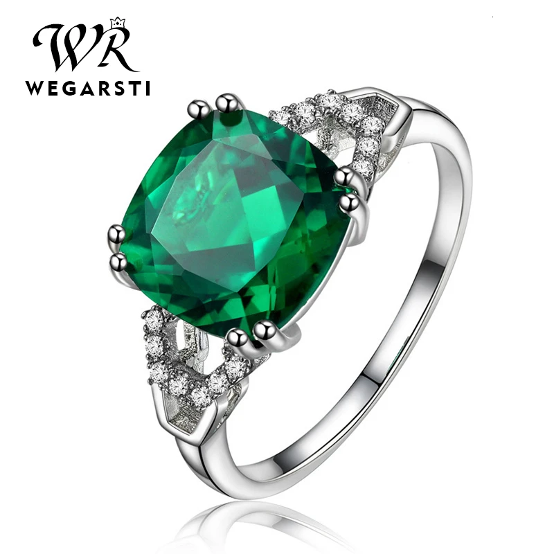 WEGARASTI серебро 925 ювелирные изделия Изумрудное кольцо женские модные кольца из