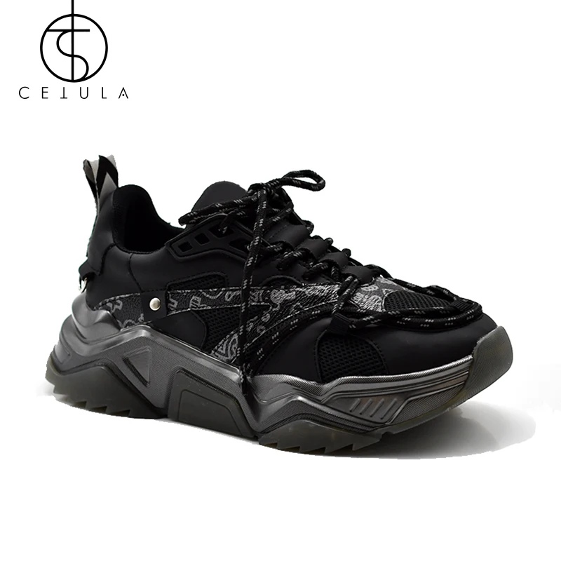 

@Cetula 2019 New Woman High Heel Sneakers Cushioning Handcrafted Lace-up Running Shoes Height Platform Breathable Sports Walking