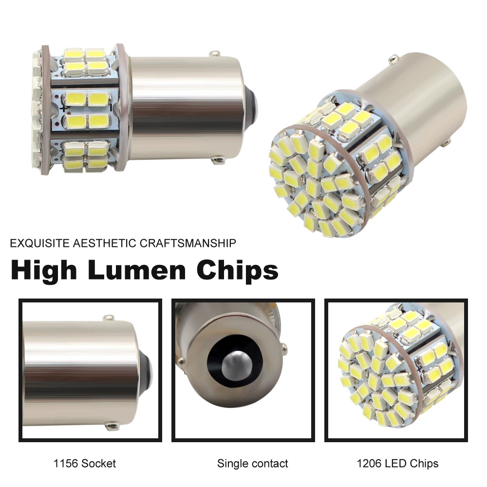 10 шт. 1156 BA15S P21W светодиодный светильник S25 3020 SMD 50 чипов Белый Автомобильный задний фонарь для заднего хода поворотник Обратный парковочный фонарь DC 12 В