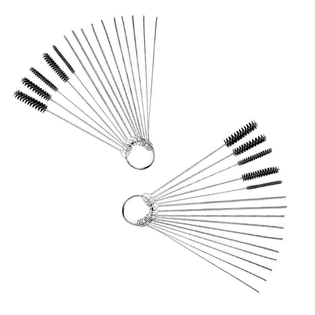 15pcs Auto Car Motorcycle Carburetor Carbon Dirt Jet Remove Cleaning Needle Brush Stainless