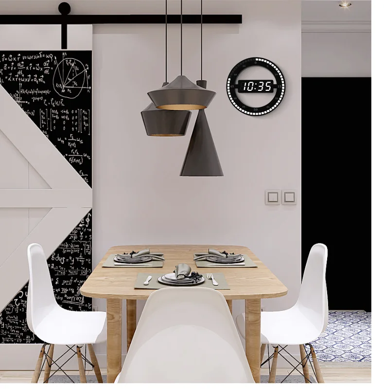 Electronic LED Simple Night Glow Living Room Wall Clock Mute Creative Digital Round Home Decoration Minimalist Modern Wall Decor