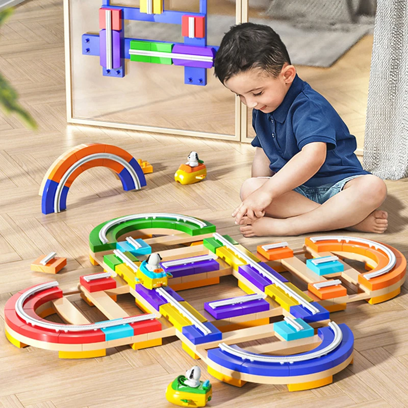 Trilha de trem elétrico brinquedos para crianças diy montado pista de  corrida cena grande aventura coaster trem brinquedo meninos meninas  presente aniversário - AliExpress