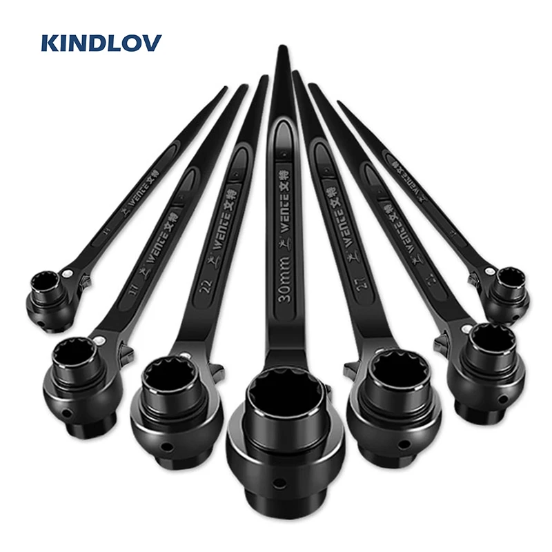 KINDLOV Ratchet Wrench Adjustable Spanner 10 27mm Universal Key Set