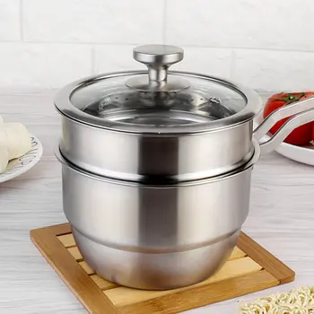 

New Stainless Steel Steamer Milk Pan Soup Pot Milk Boiler Non Stick Thicken Pan Small Soup Pot Induction Cooker Compatible Cookw