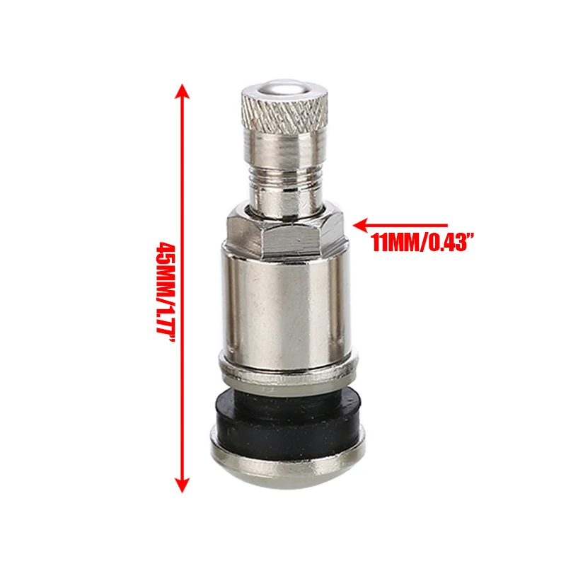 4pcs 11mm Metal Tyre Valve Bolt In Stem Wheels Chrome Tubeless Valve Stem Caps Car Motorcycle Tire Accessories