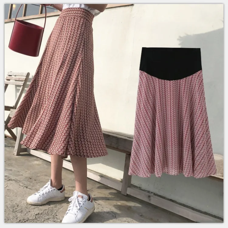 

Spring And Summer New Style Maternity Clothes Floral-Print Chiffon Fishtail Skirt Versatile Skirt Mid-length A- line Abdominal S