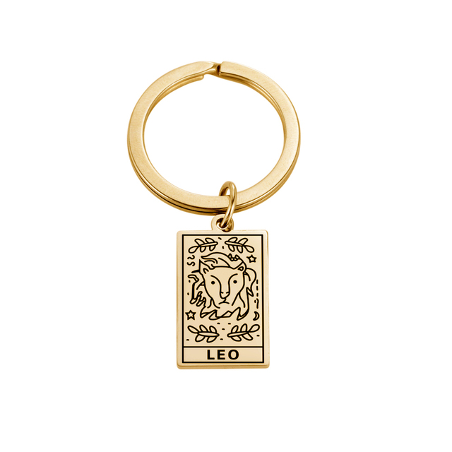 Zodiac 12 Constellation Keychain Women Men Leo Gemini Aries Cancer Pisces Virgo Keyring Stainless Steel Jewelry Gift