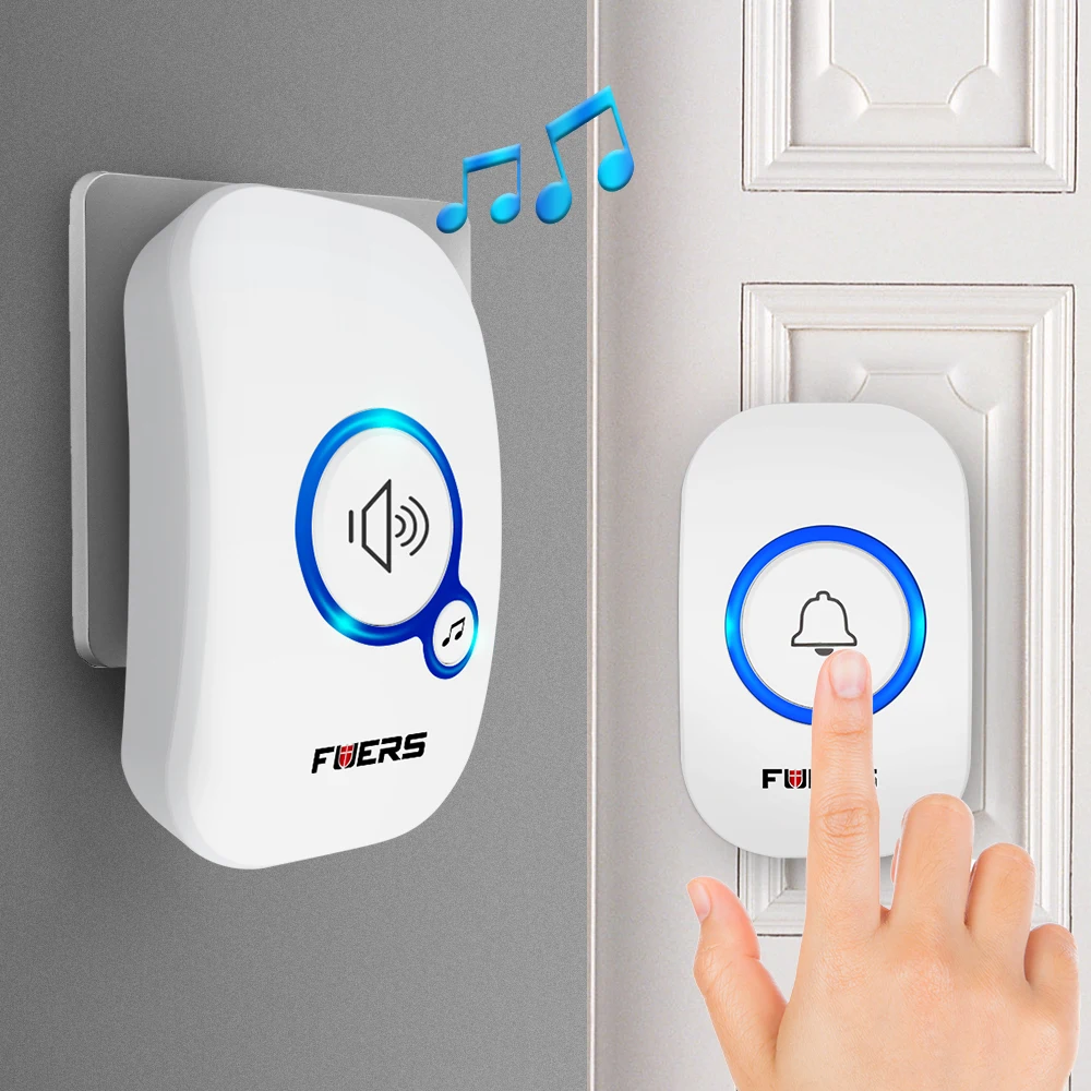 Fuers Wireless Doorbell Home Security Pir Motion Welcome Chime Door Sensor Sound Alarm 32 Song Smart Doorbell Ring Touch Button