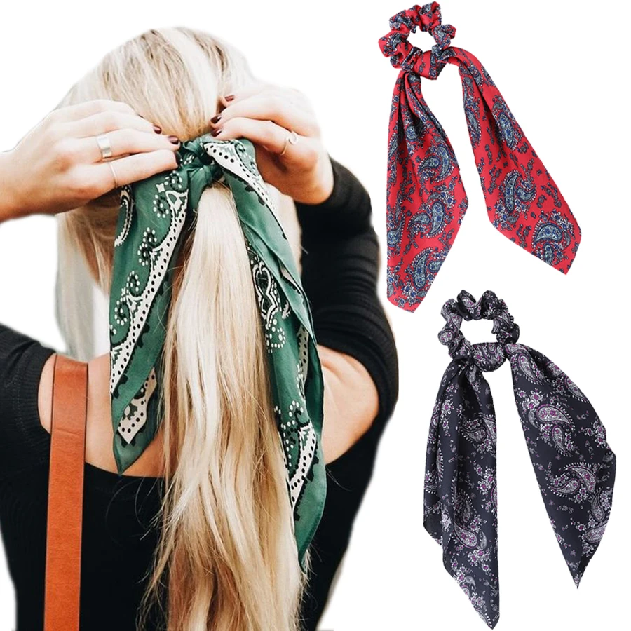 

Women Floral Hair bands Scarf Elastic Bohemian Hairband Bow Hair Rubber Ropes Girls Hair Ties Fashion Hair Accessories