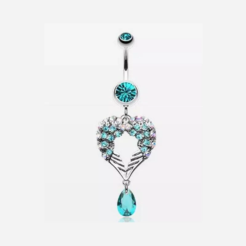 Double-Wings-Surgical-Steel-Belly-Button-Earring-Belly-Piercing-Navel-Piercing-Kit-Belly-Barbells-Button-Earrings