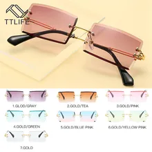 TTLIFE солнцезащитные очки для женщин квадратные без оправы, со стразами режущие линзы брендовые Дизайнерские Модные оттенки солнцезащитные очки Gafas De Sol yjh0291