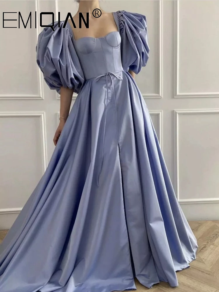 

A Line Square Collar Puffy Sleeves Formal Evening Dress