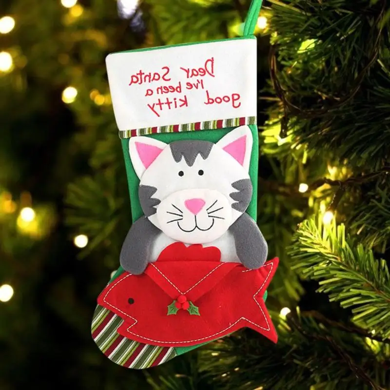 Детский Подарочный пакет конфет, милый, собака, кот, рождественские чулки, украшение дома, необходимые товары для домашнего праздника