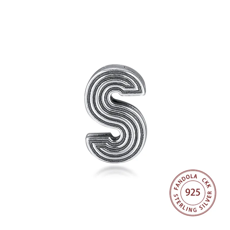 Beads Fit Pandora Bracelet 925 Sterling Silver Charm Reflexions Letter S Clip Bead Charms for Jewelry Making joyas de plata 925