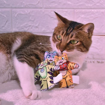 

Pet Cat Toy Interactive Gifts Soft Canvas Doll With Catnip Cat Durable Chew Catnip Toys Stuffed Pillow Doll Playing Toy For Pet