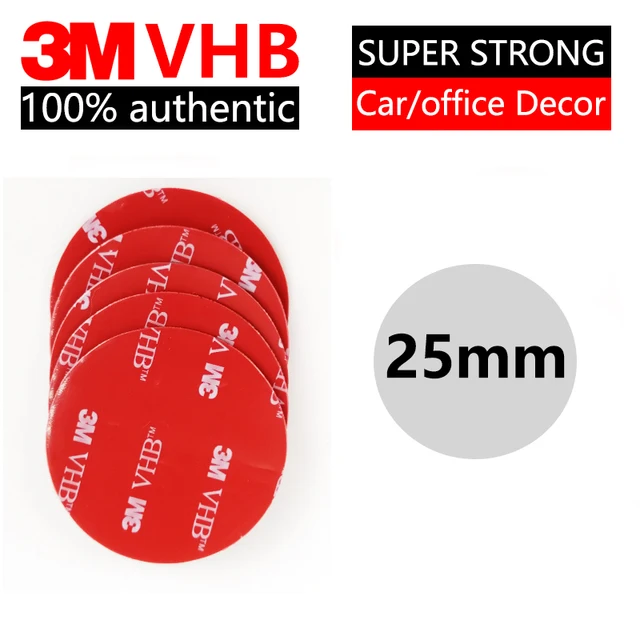 3M Super Strong VHB Double Sided Tape Waterproof No Trace Round Self Adhesive Acrylic Pad Two Sides Sticky For Home/Car Round 25mm